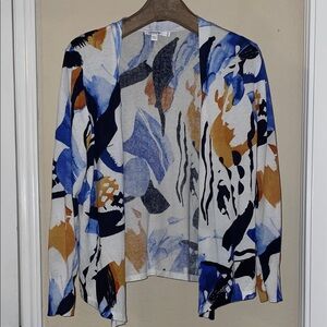 Chico’s Abstract Print Open Cardigan